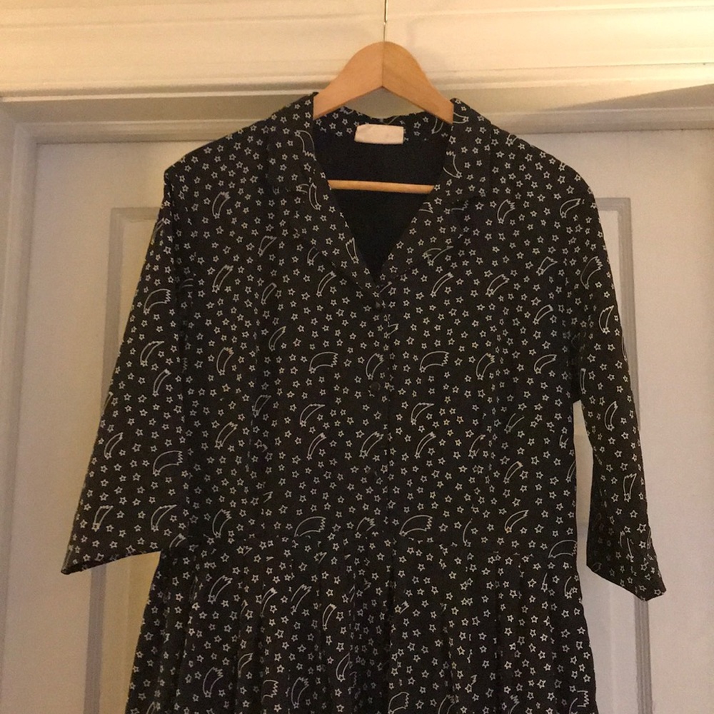 Star print shirt dress